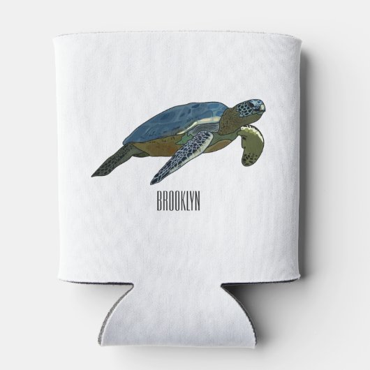 Zee schildpad cartoon blikjeskoeler (Achterkant)