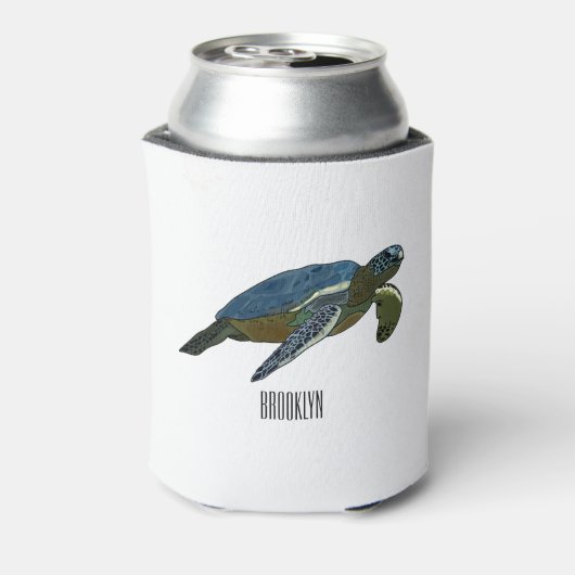 Zee schildpad cartoon blikjeskoeler (Blikje Achterkant)