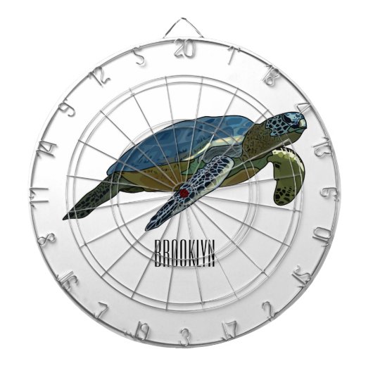 Zee schildpad cartoon dartbord (Voorkant)