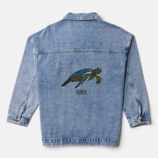 Zee schildpad cartoon denim jacket (Achterkant)