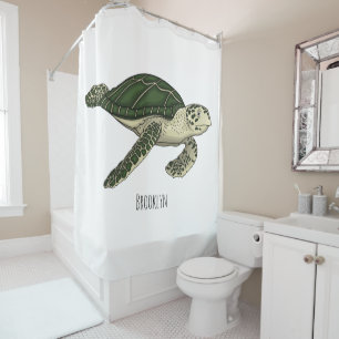 Zee schildpad cartoon douchegordijn