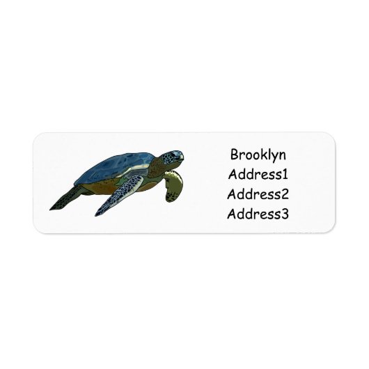 Zee schildpad cartoon etiket (Voorkant)