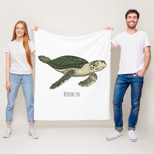 Zee schildpad cartoon fleece deken (In situ)