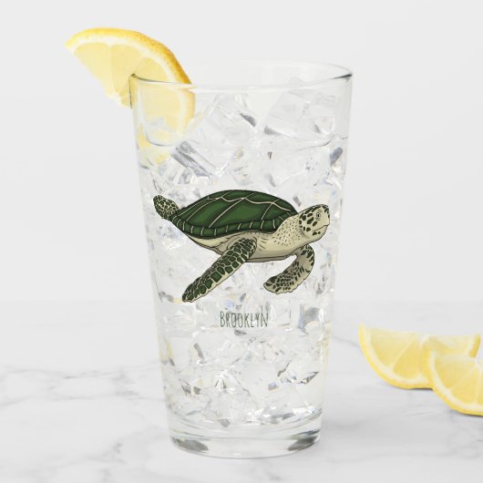 Zee schildpad cartoon glas (Voorkant ijs)