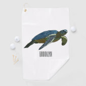 Zee schildpad cartoon golfhanddoek (Insitu)
