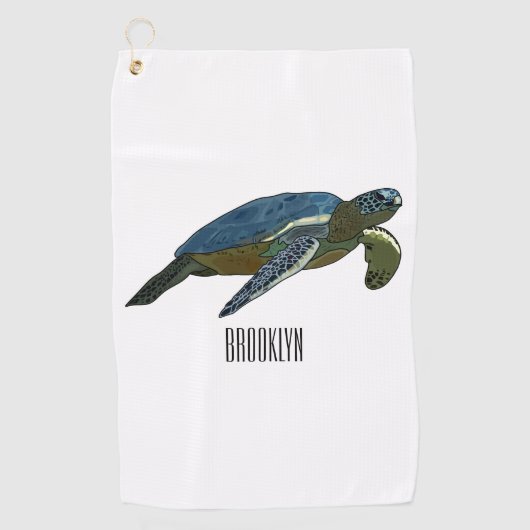 Zee schildpad cartoon golfhanddoek (Voorkant)