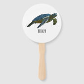 Zee schildpad cartoon handwaaier (Achterkant)