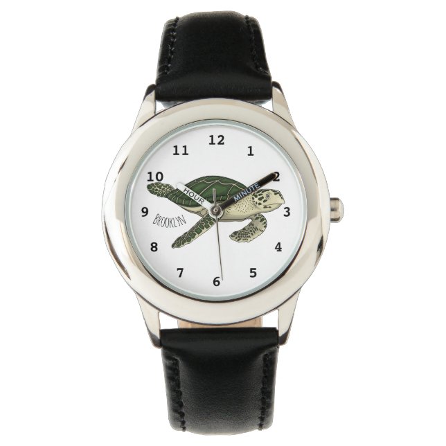 Zee schildpad cartoon horloge (Voorkant)