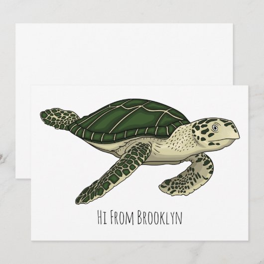 Zee schildpad cartoon kaart (Voorkant / Achterkant)