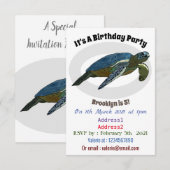 Zee schildpad cartoon kaart (Voorkant / Achterkant)