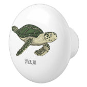 Zee schildpad cartoon keramische knop (Rechts)