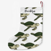 Zee schildpad cartoon kleine kerstsok (Achterkant)