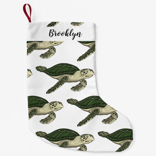 Zee schildpad cartoon kleine kerstsok (Voorkant)