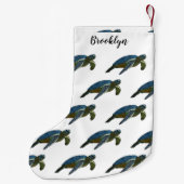 Zee schildpad cartoon kleine kerstsok (Achterkant)