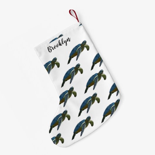 Zee schildpad cartoon kleine kerstsok (Achterkant (Hangend))