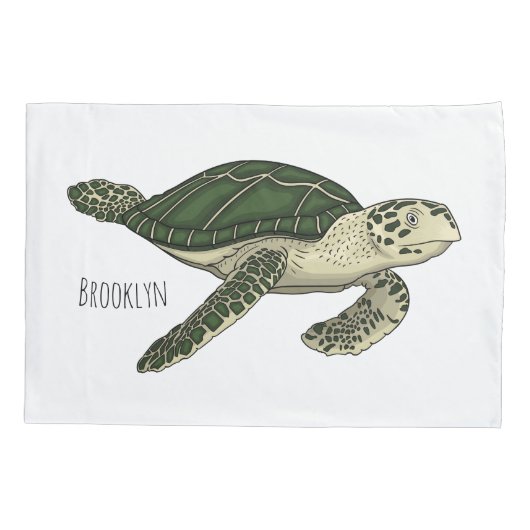 Zee schildpad cartoon kussensloop (Achterkant)