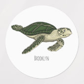 Zee schildpad cartoon labels (Design 2)