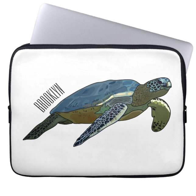 Zee schildpad cartoon laptop sleeve (Voorkant)
