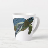 Zee schildpad cartoon latte mok (Rechterhoek)