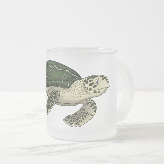 Zee schildpad cartoon matglas koffiemok (Voorkant rechts)