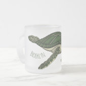 Zee schildpad cartoon matglas koffiemok (Voorkant links)