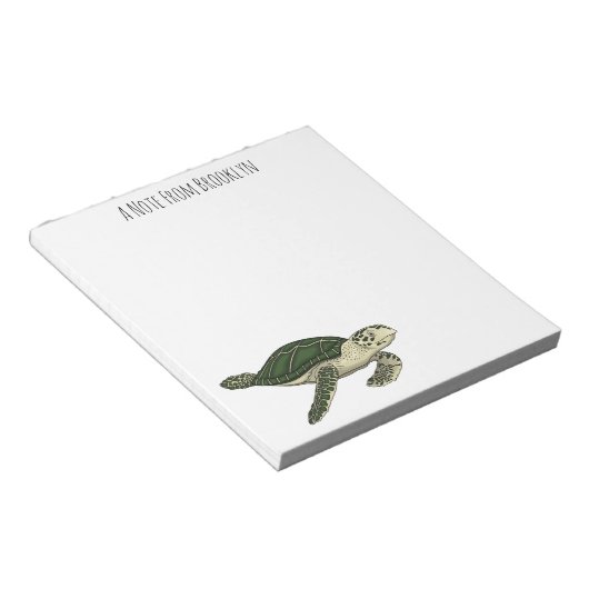 Zee schildpad cartoon notitieblok (Schuin)