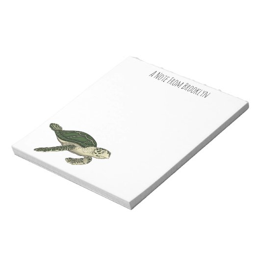 Zee schildpad cartoon notitieblok (Linkerzijde)