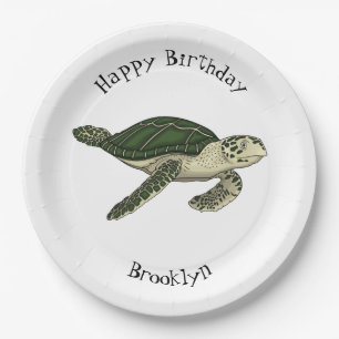 Zee schildpad cartoon papieren bordje