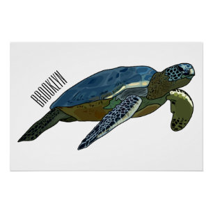 Zee schildpad cartoon perfect poster