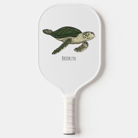 Zee schildpad cartoon pickleball paddle (Voorkant)