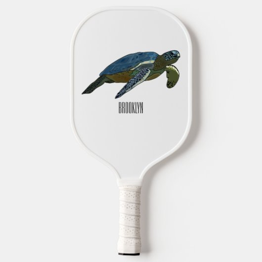 Zee schildpad cartoon pickleball paddle (Achterkant)