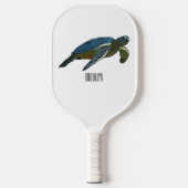 Zee schildpad cartoon pickleball paddle (Voorkant)