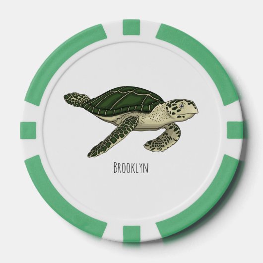 Zee schildpad cartoon poker chips (Voorkant)