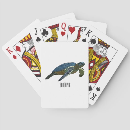 Zee schildpad cartoon pokerkaarten (Achterkant)