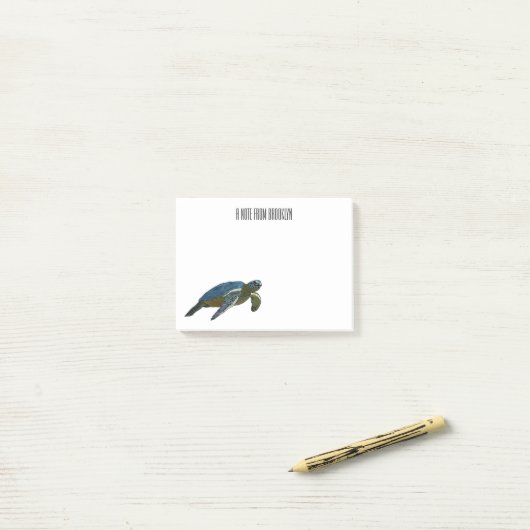 Zee schildpad cartoon post-it® notes (Op bureau)