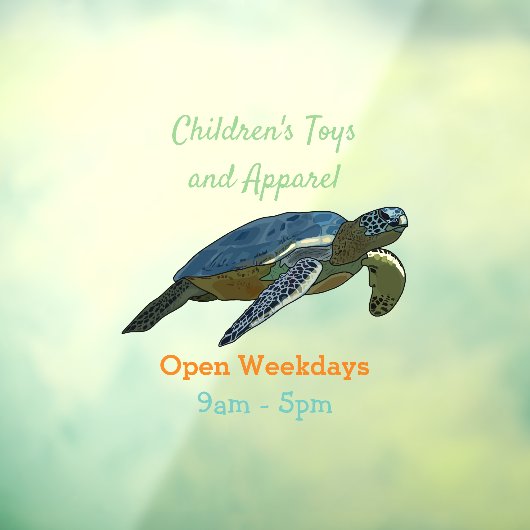 Zee schildpad cartoon raamsticker (Vel 3)