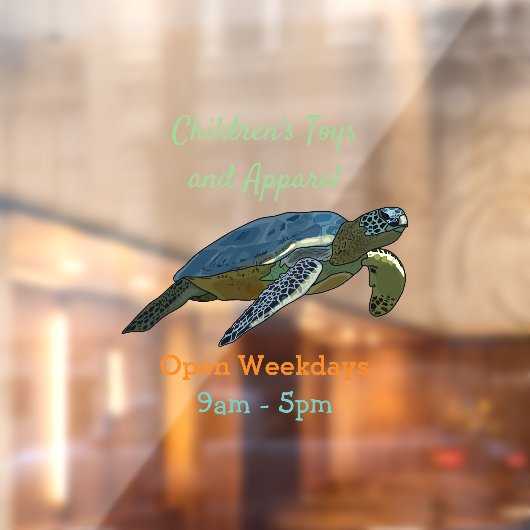 Zee schildpad cartoon raamsticker (Vel 2)