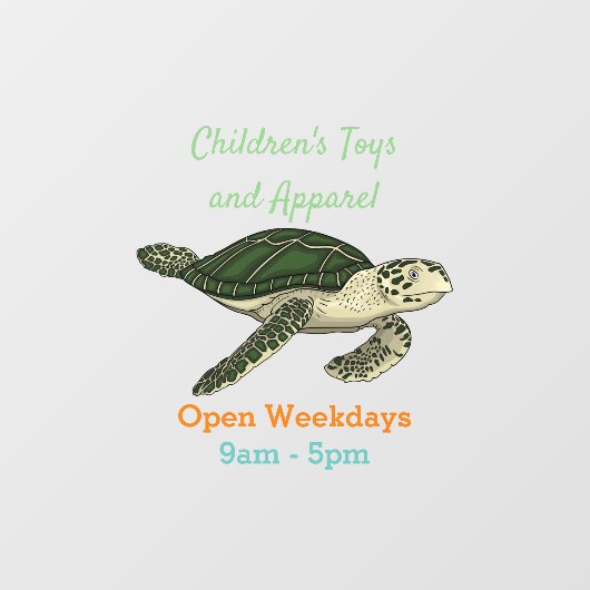 Zee schildpad cartoon raamsticker (Vel)