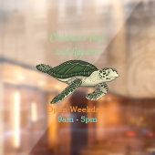 Zee schildpad cartoon raamsticker (Vel 2)