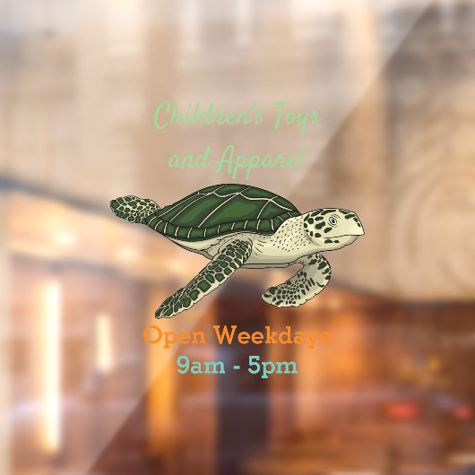 Zee schildpad cartoon raamsticker (Vel 2)