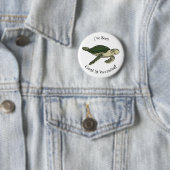 Zee schildpad cartoon ronde button 5,7 cm (In situ)