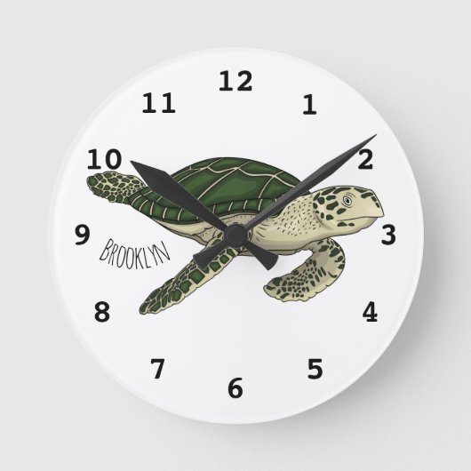 Zee schildpad cartoon ronde klok (Voorkant)