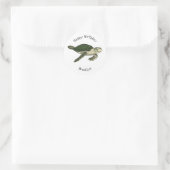 Zee schildpad cartoon ronde sticker (Tas)