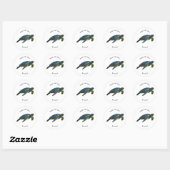 Zee schildpad cartoon ronde sticker (Vel)