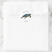 Zee schildpad cartoon ronde sticker (Tas)