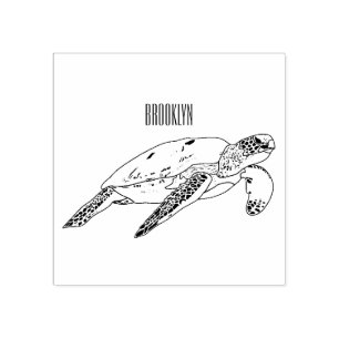 Zee schildpad cartoon rubberstempel