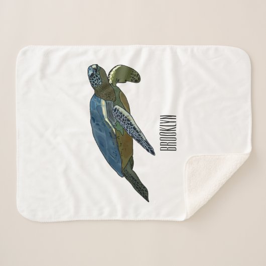 Zee schildpad cartoon sherpa deken (Voorkant (horizontaal))