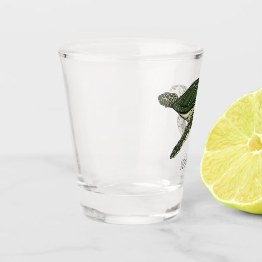 Zee schildpad cartoon shot glas (Links)