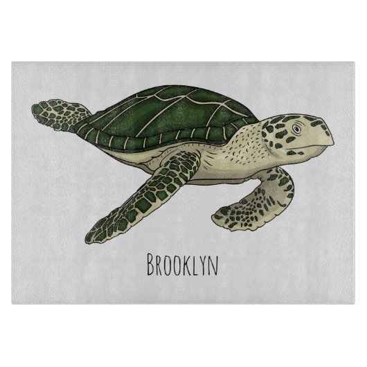 Zee schildpad cartoon snijplank (Voorkant)