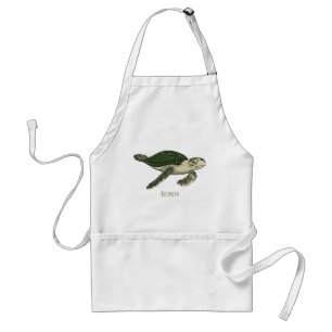 Zee schildpad cartoon standaard schort